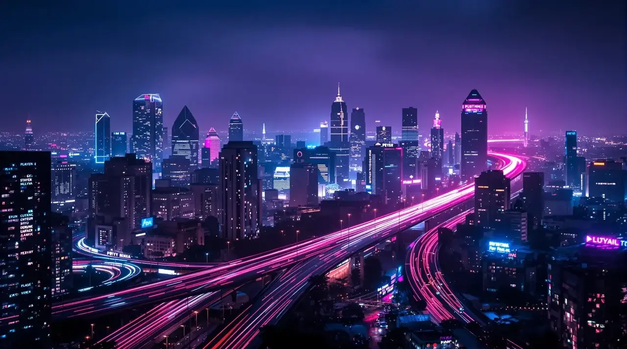 国产成人av首屏轮播图一：霓虹都市夜景